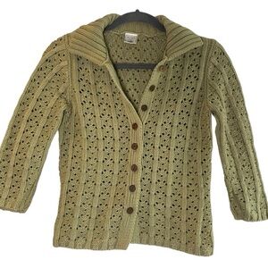 Old Navy button up knit crochet cotton cardigan sz M